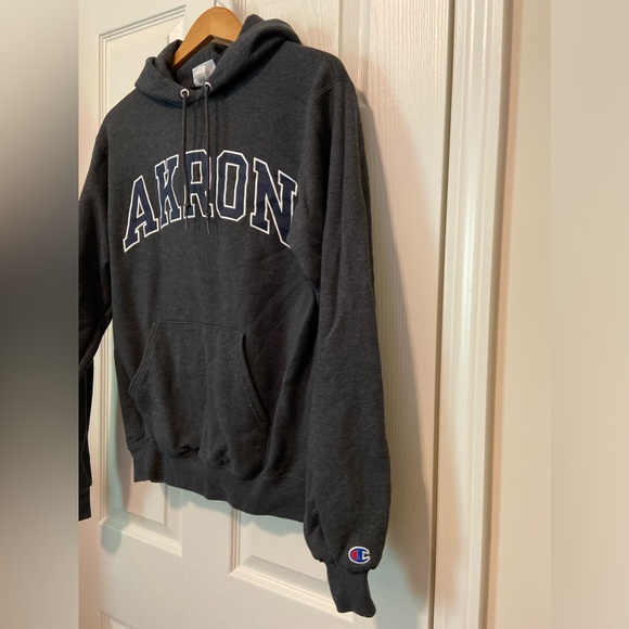 Champion University Of Akron Zips Roo Gray Size Small Hoodie Sweatshirt - Picture 2 of 4
